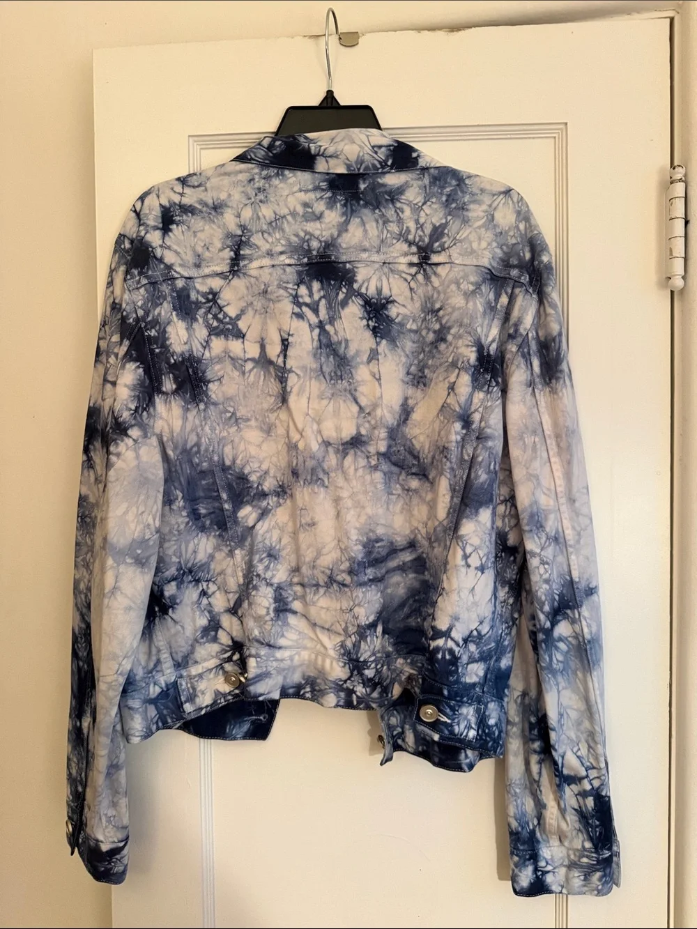 Tie-Dye Shirt Jacket in Navy & White